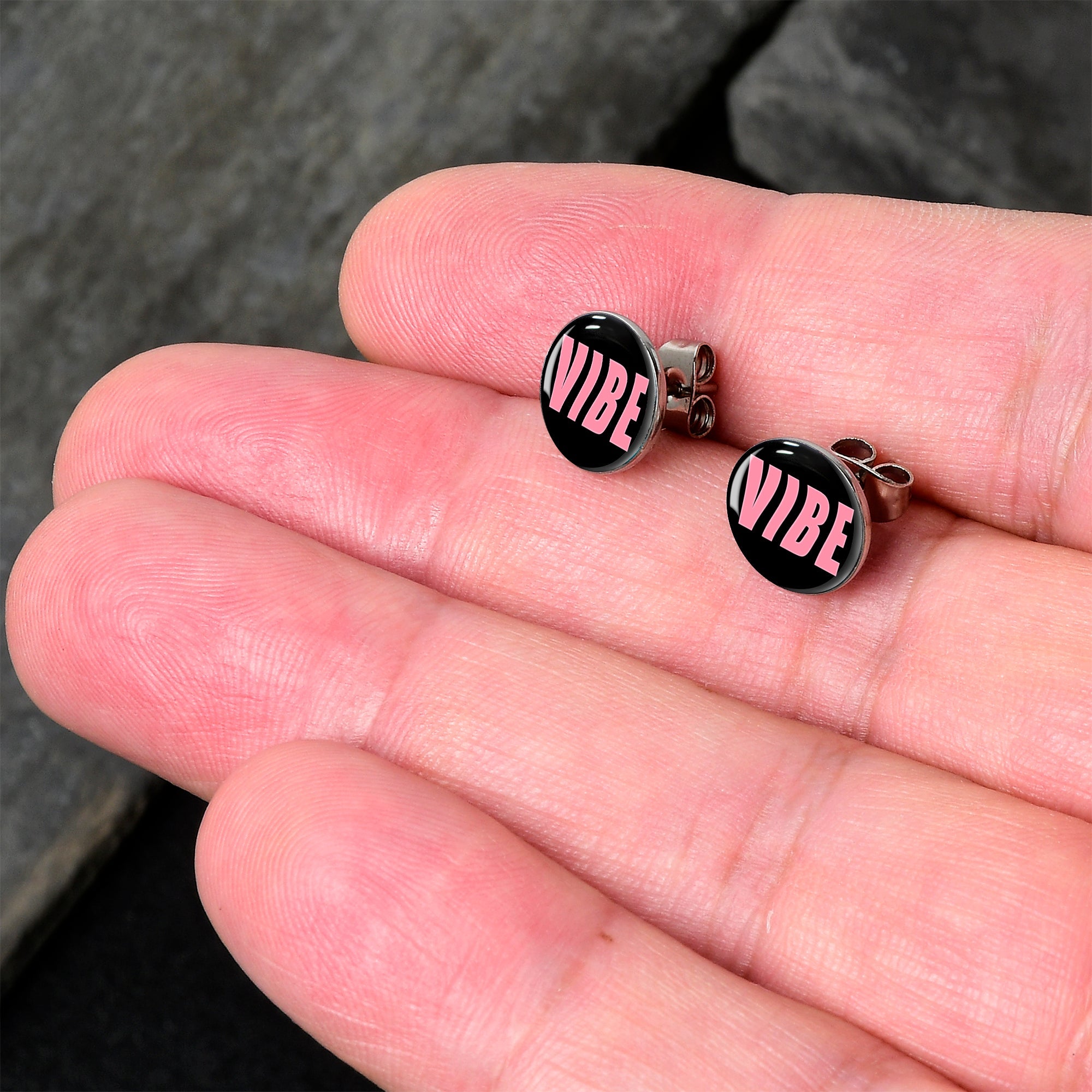BodyCandy Vibe Stud Earrings by Onyx O — detail close-up