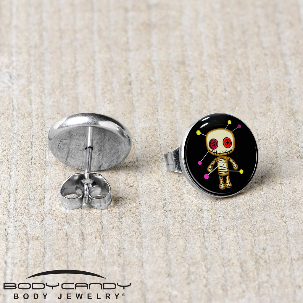 BodyCandy Voodoo Doll Stud Earrings by Onyx O — back view