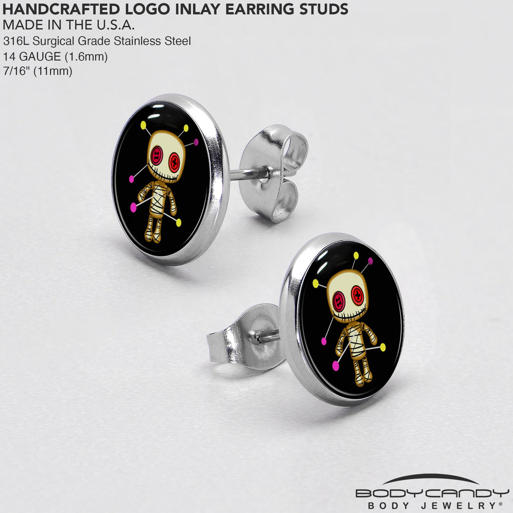BodyCandy Voodoo Doll Stud Earrings by Onyx O — in-use photo
