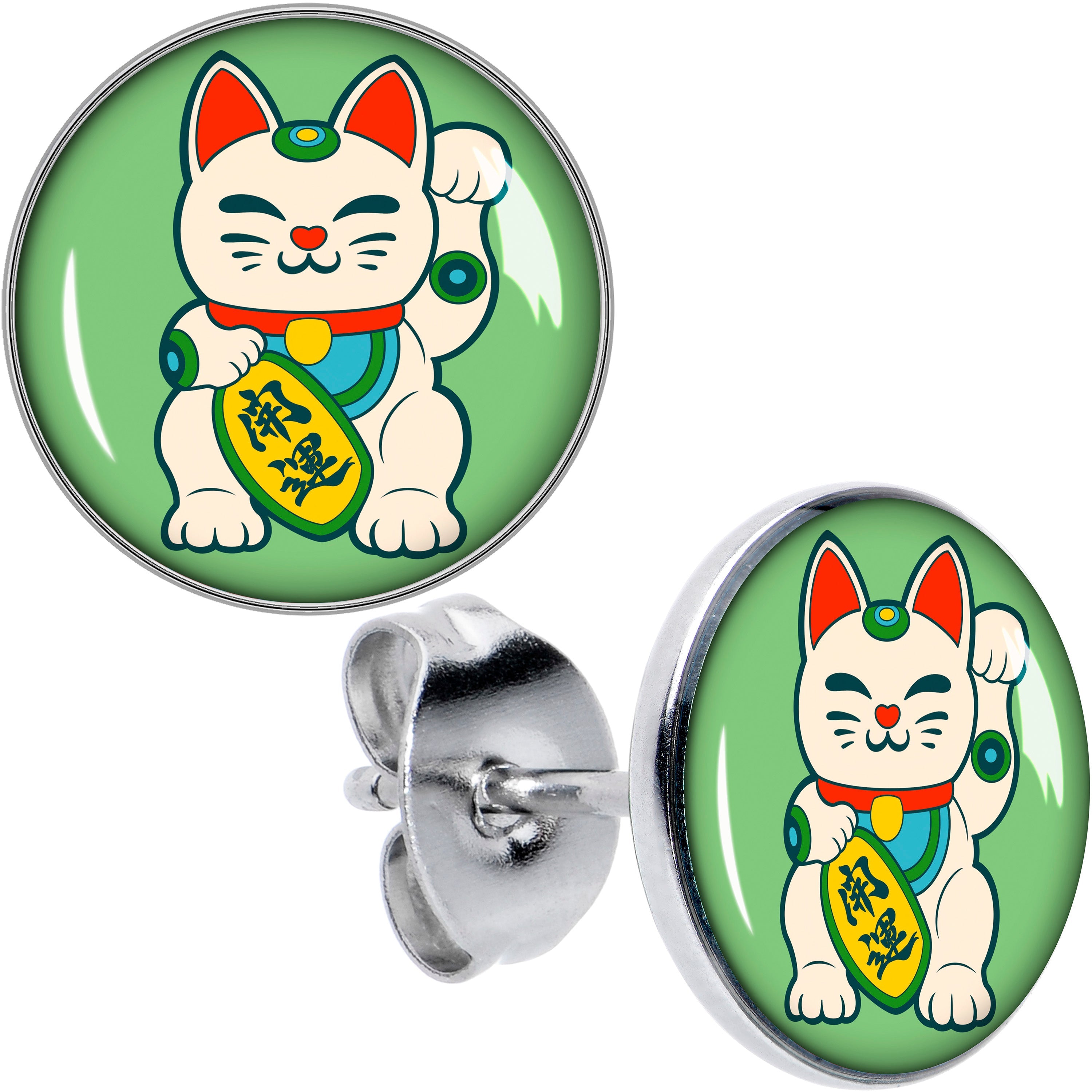 BodyCandy Waving Cat Stud Earrings by Onyx O — main product shot