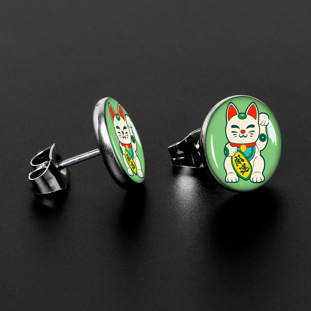 BodyCandy Waving Cat Stud Earrings by Onyx O — lifestyle context