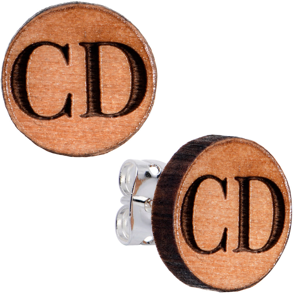 BodyCandy Custom No 1 Earrings Wood Initial Personalized Stud Earrings — main product shot