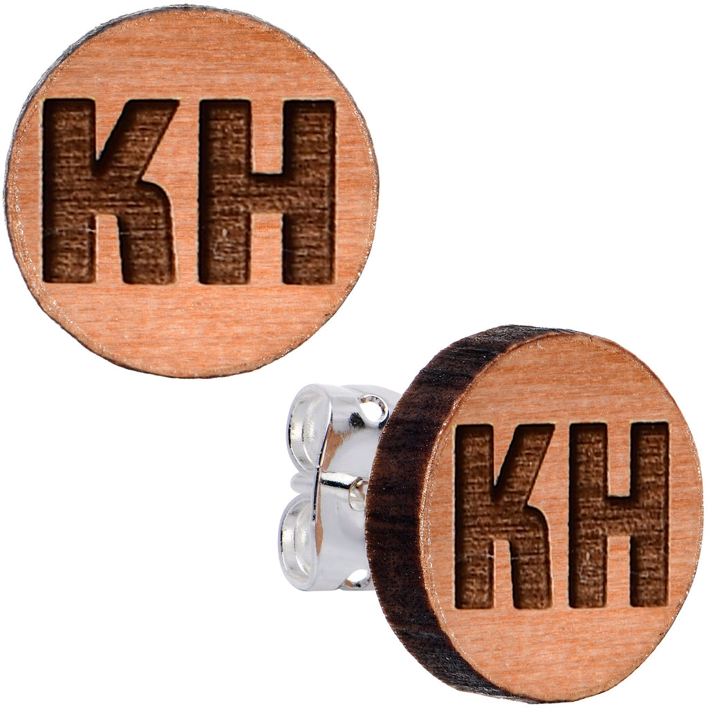 BodyCandy Custom No 2 Earrings Wood Initial Personalized Stud Earrings — main product shot