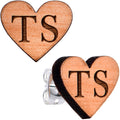 BodyCandy Custom No 1 Earrings Wood Initial Heart Personalized Stud Earrings — main product shot