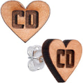 BodyCandy Custom No 2 Earrings Wood Initial Heart Personalized Stud Earrings — main product shot