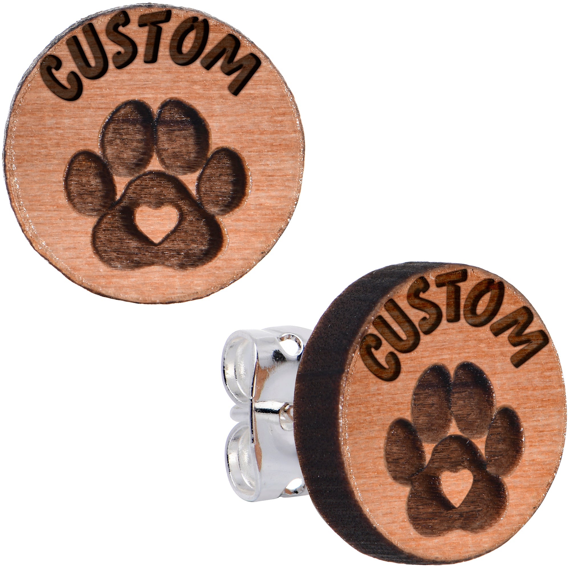 BodyCandy Custom Animal Jewelry Earrings Paw Print Personalized Stud Earrings — main product shot