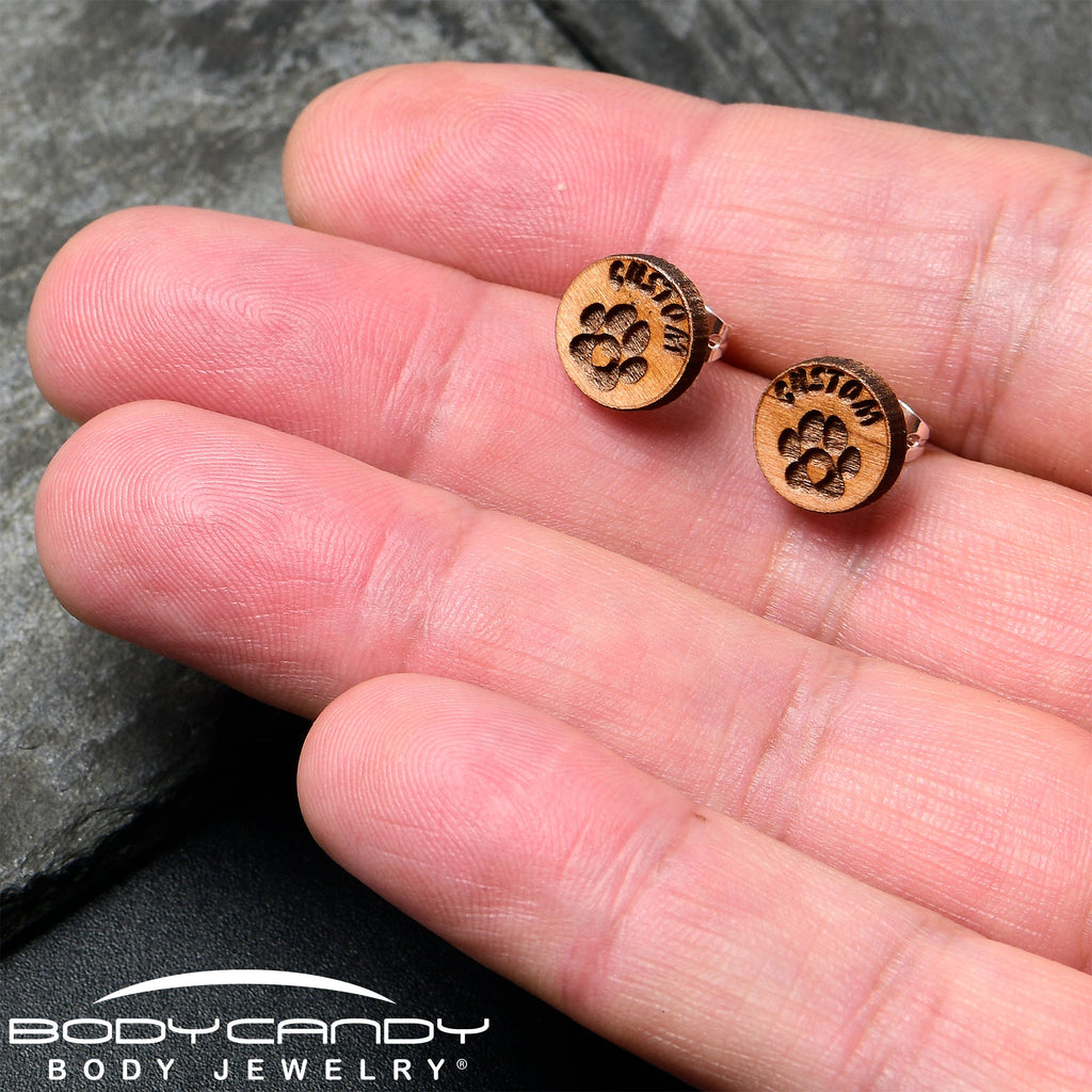 BodyCandy Custom Animal Jewelry Earrings Paw Print Personalized Stud Earrings — side view