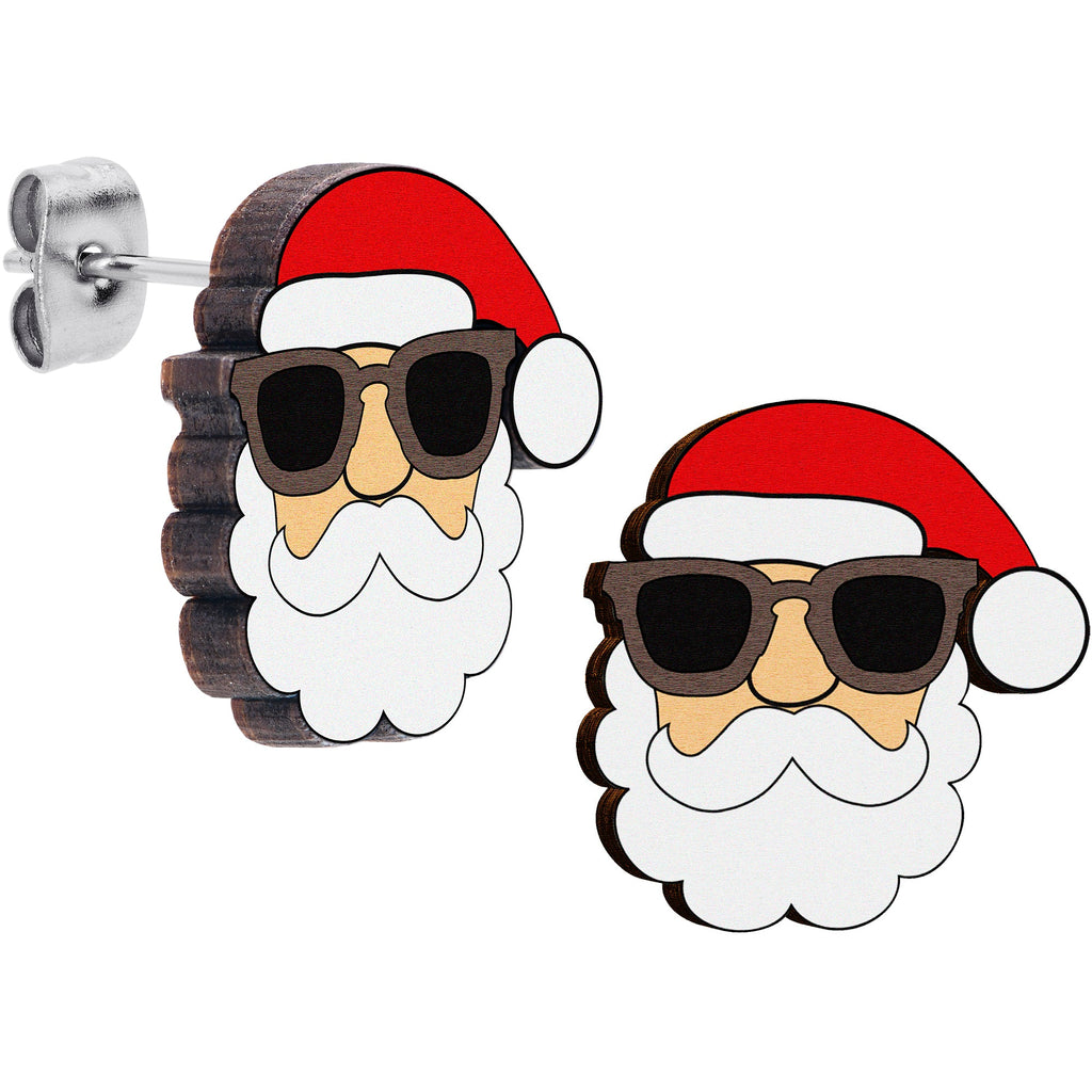 BodyCandy Handmade Wooden Santa Claus Holiday Christmas Stud Earrings by Onyx O — main product shot