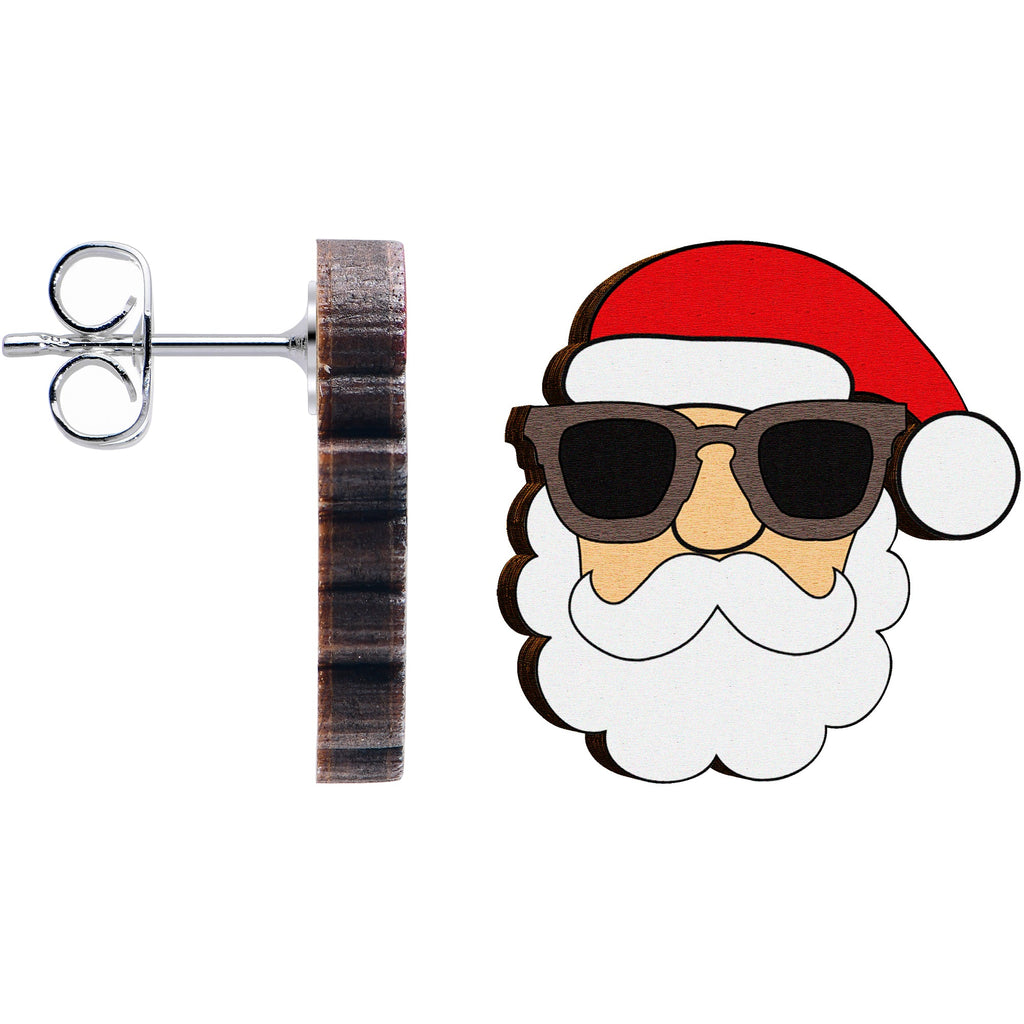 BodyCandy Handmade Wooden Santa Claus Holiday Christmas Stud Earrings by Onyx O — lifestyle context