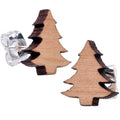 BodyCandy Natural Wood Christmas Tree Stud Earrings — main product shot