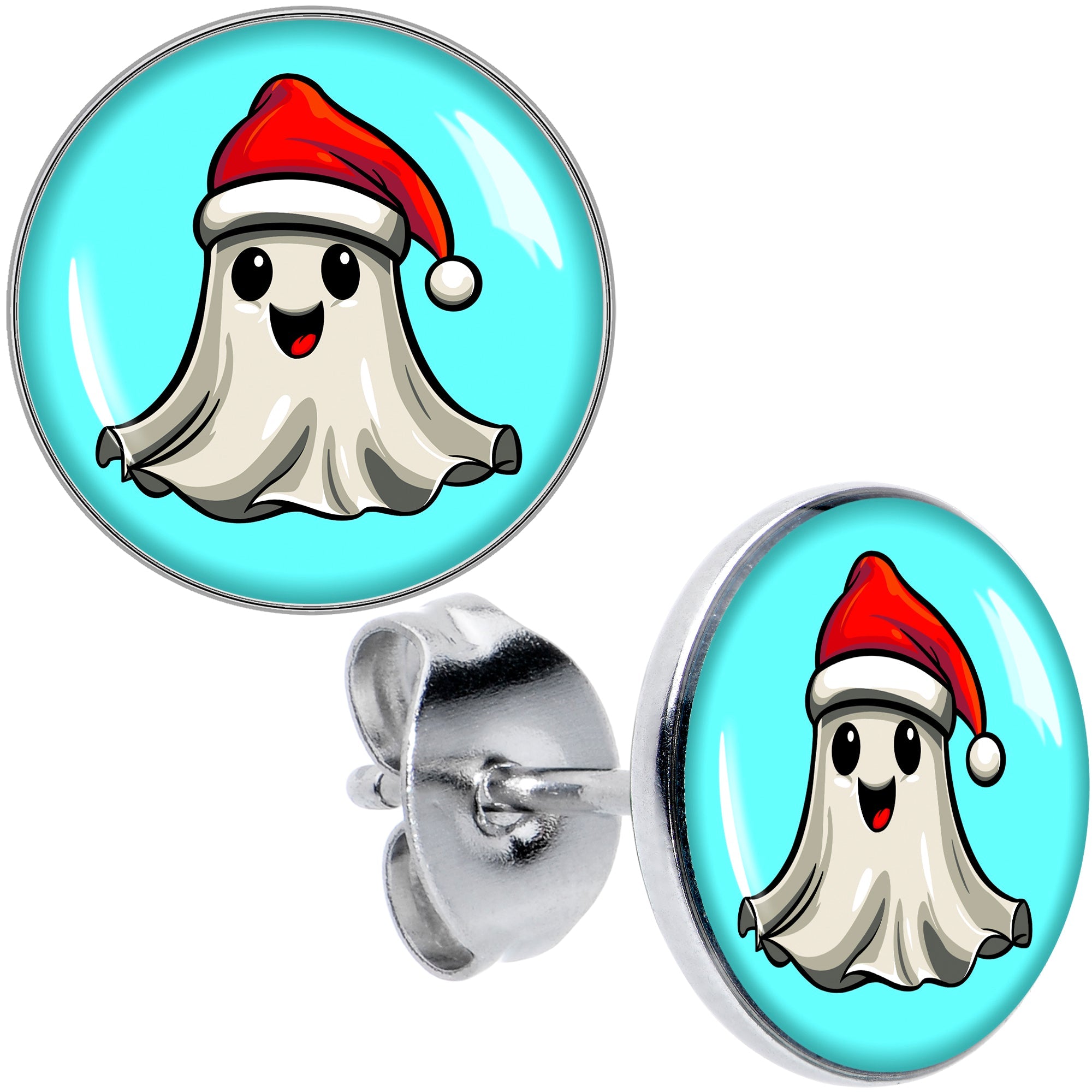 BodyCandy Holiday Christmas Spirit Ghost Stud Earrings by Onyx O — main product shot