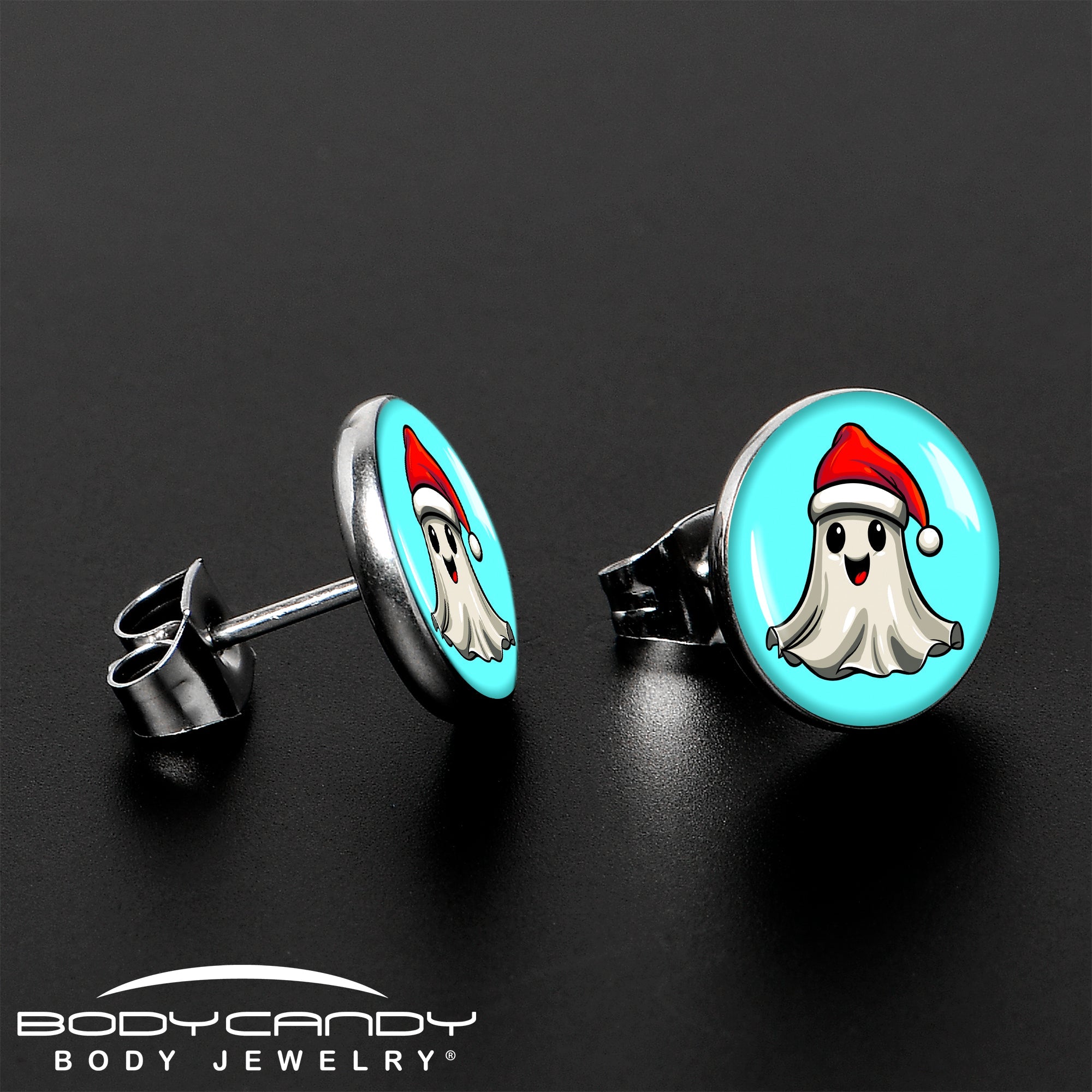 BodyCandy Holiday Christmas Spirit Ghost Stud Earrings by Onyx O — lifestyle context