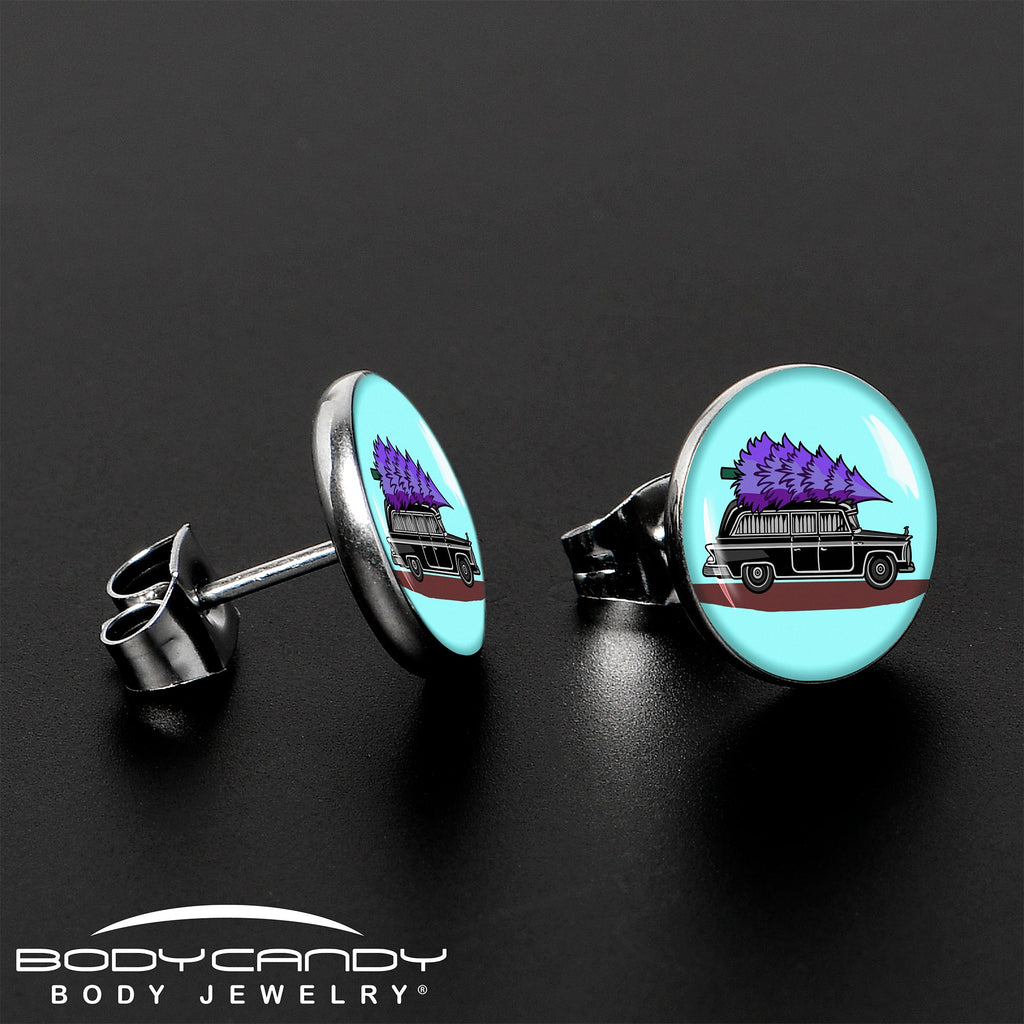 BodyCandy Holiday Christmas Hearse Stud Earrings by Onyx O — lifestyle context