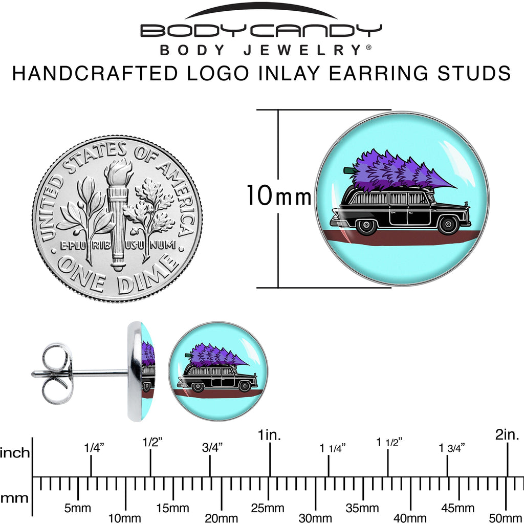 BodyCandy Holiday Christmas Hearse Stud Earrings by Onyx O — back view