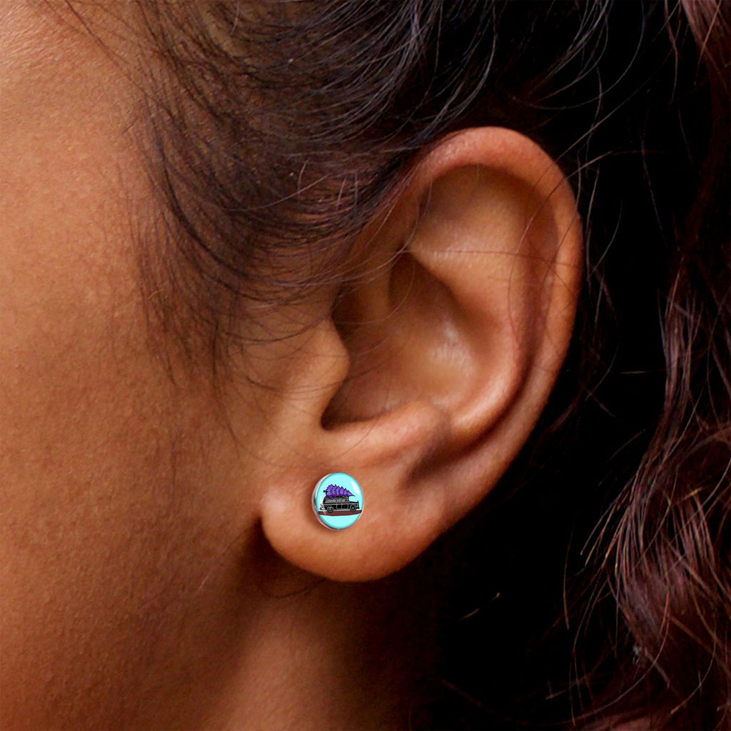 BodyCandy Holiday Christmas Hearse Stud Earrings by Onyx O — in-use photo