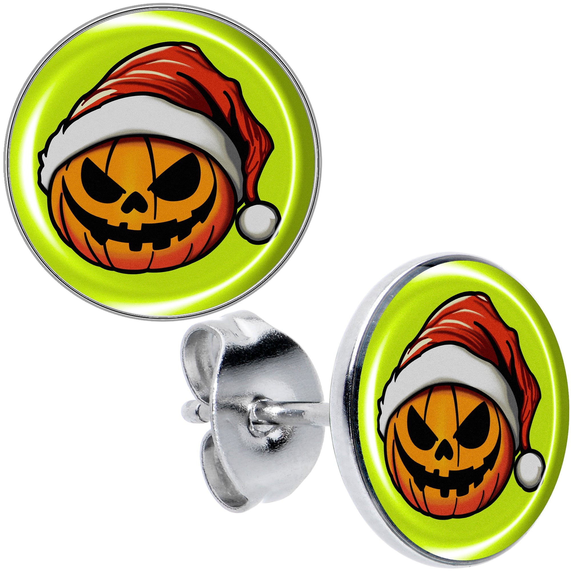 BodyCandy Christmas Holiday Santa Hat Pumpkin Stud Earrings by Onyx O — main product shot
