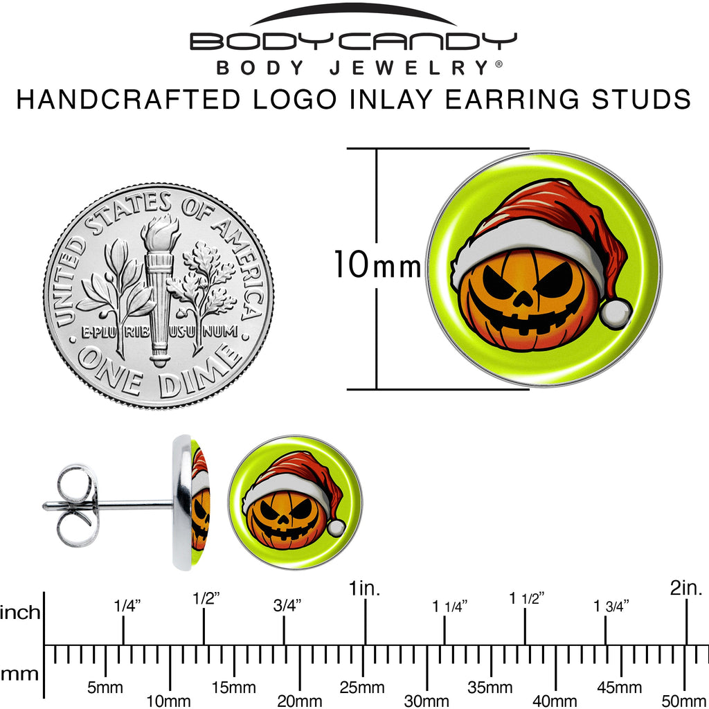 BodyCandy Christmas Holiday Santa Hat Pumpkin Stud Earrings by Onyx O — alternative angle