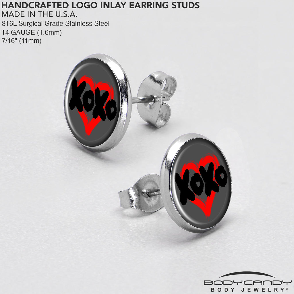 BodyCandy XOXO Heart Stud Earrings by Onyx O — in-use photo
