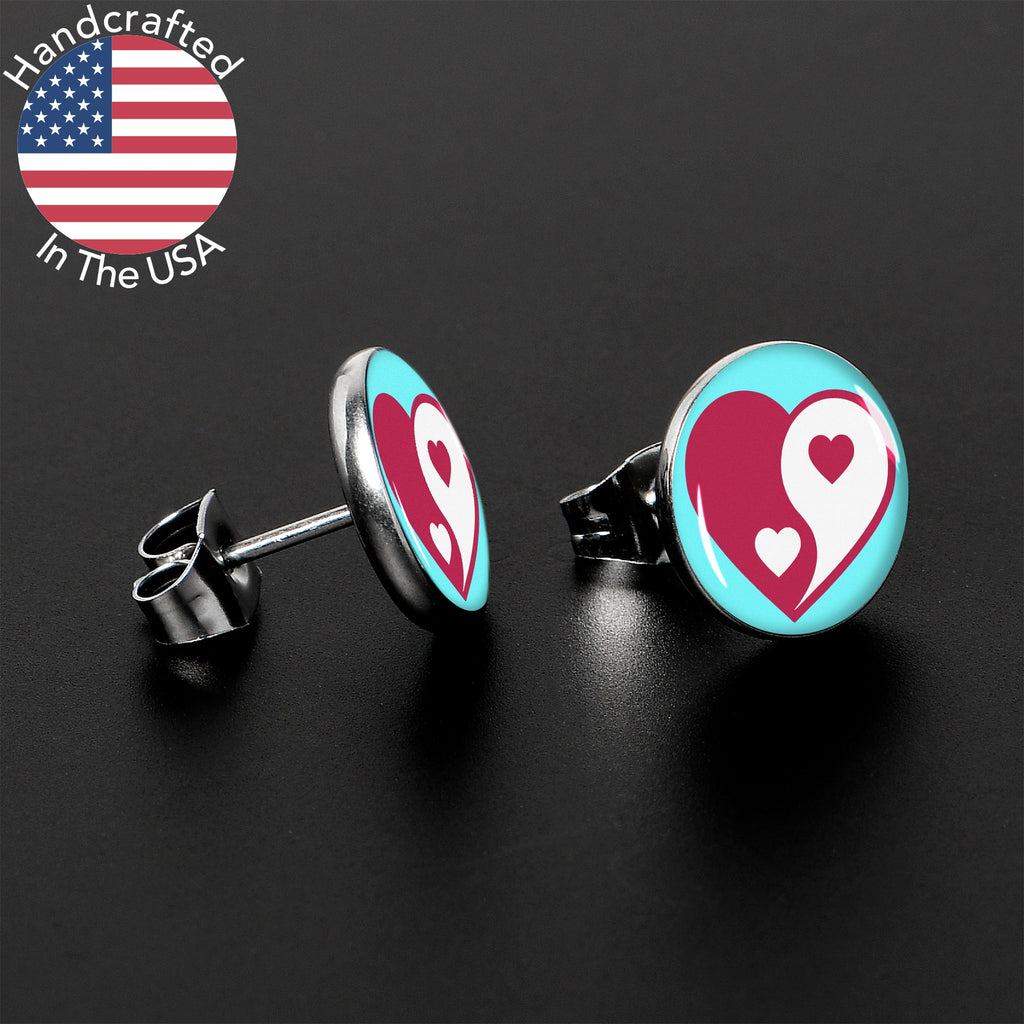 BodyCandy Love Yin Yang Heart Stud Earrings by Onyx O — lifestyle context