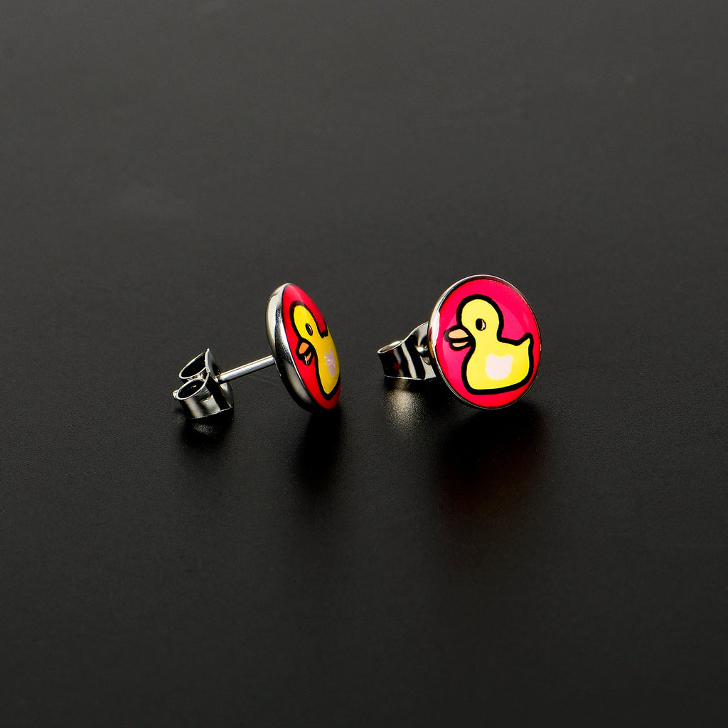 BodyCandy Yellow Ducky Stud Earrings by Onyx O — lifestyle context