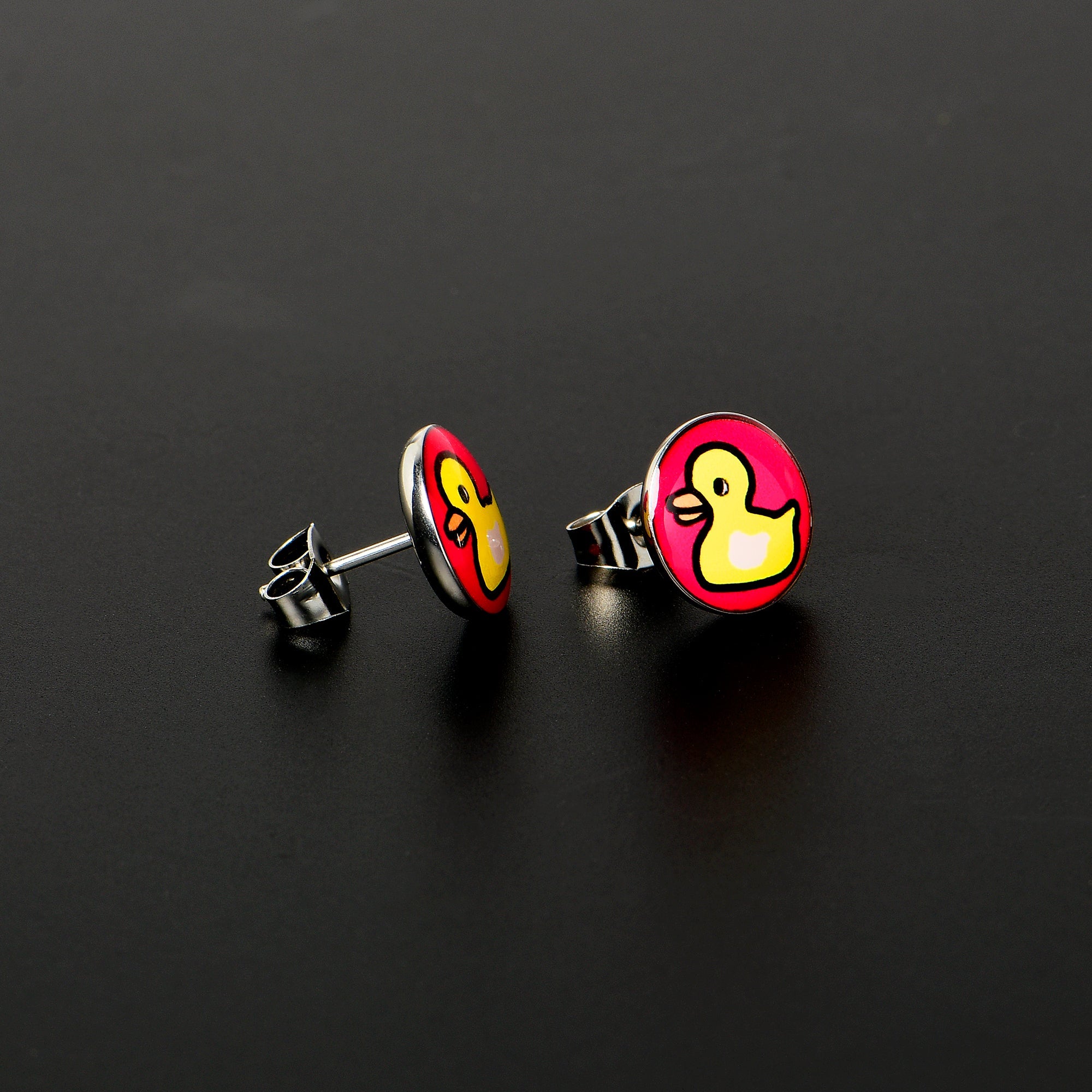 BodyCandy Yellow Ducky Stud Earrings by Onyx O — lifestyle context