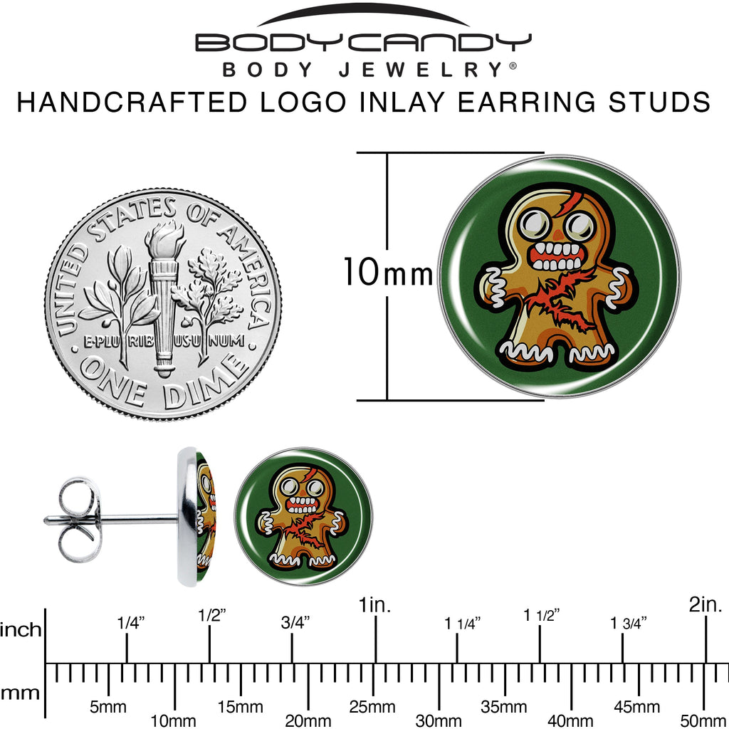 BodyCandy Christmas Holiday Zombie Gingergread Man Stud Earrings by Onyx O — alternative angle