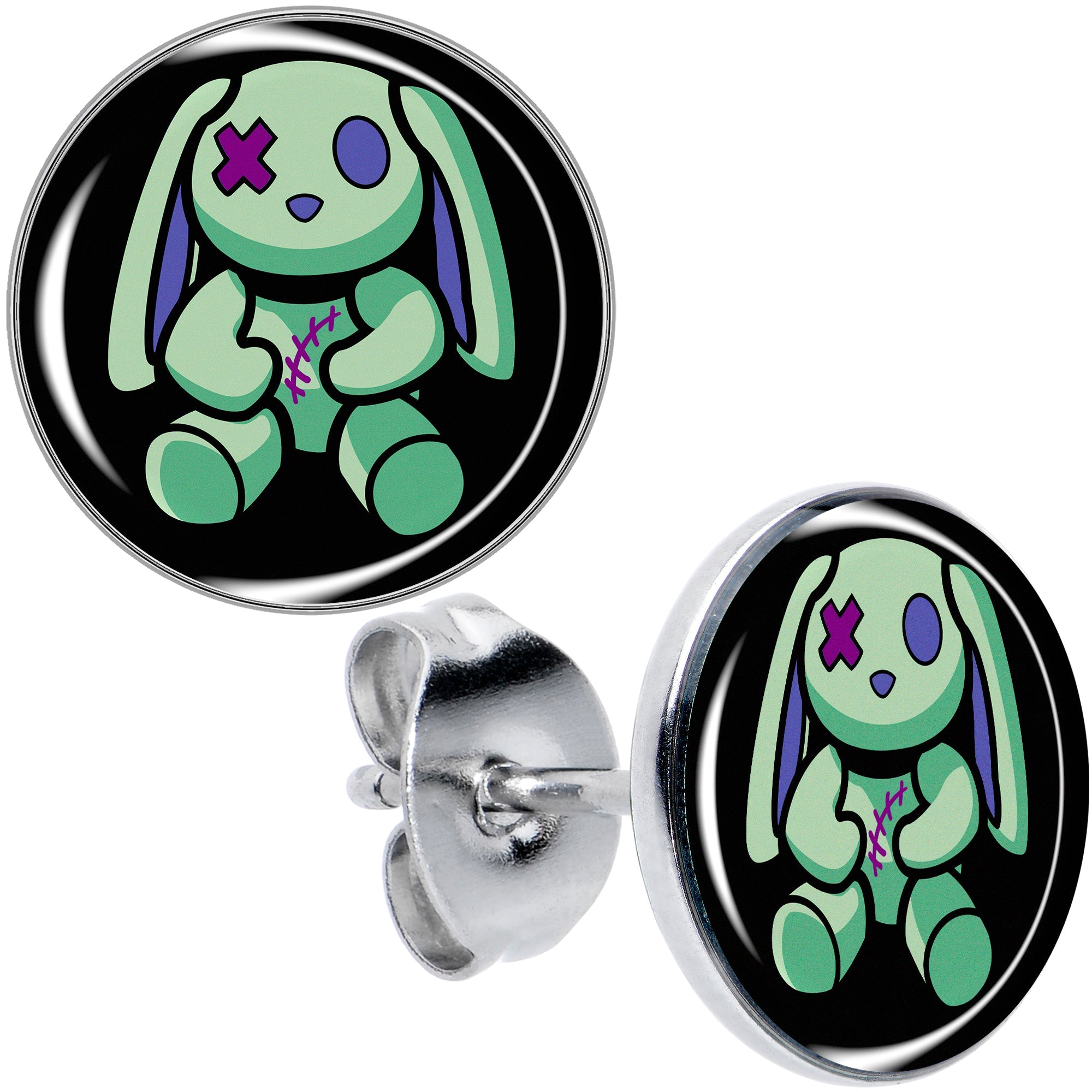 BodyCandy Zombie Bunny Stud Earrings by Onyx O — main product shot