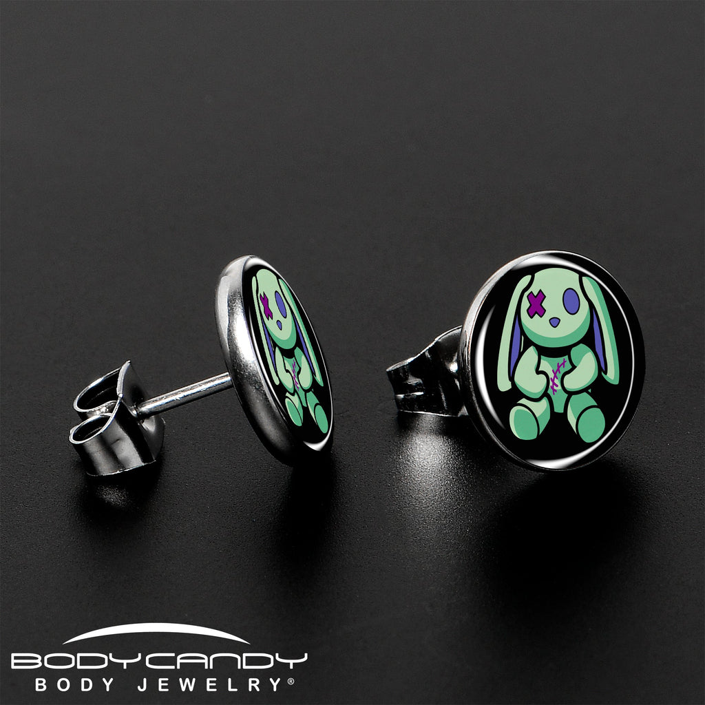 BodyCandy Zombie Bunny Stud Earrings by Onyx O — lifestyle context