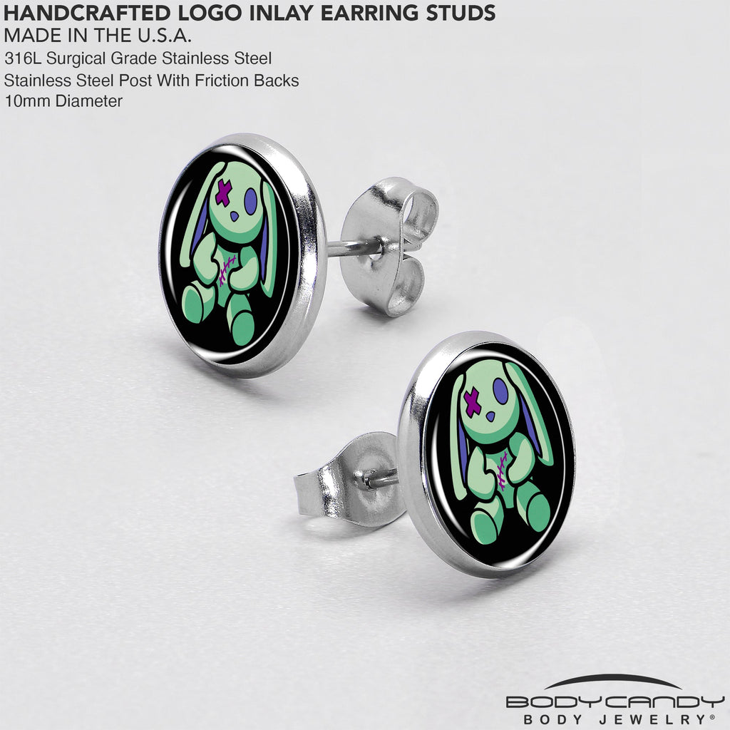 BodyCandy Zombie Bunny Stud Earrings by Onyx O — in-use photo