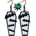 BodyCandy Black Bat Coffin Glow in the Dark Dangle Earrings by Onyx O — main product shot