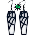 BodyCandy Black Spider Web Coffin Glow in the Dark Dangle Earrings by Onyx O — main product shot