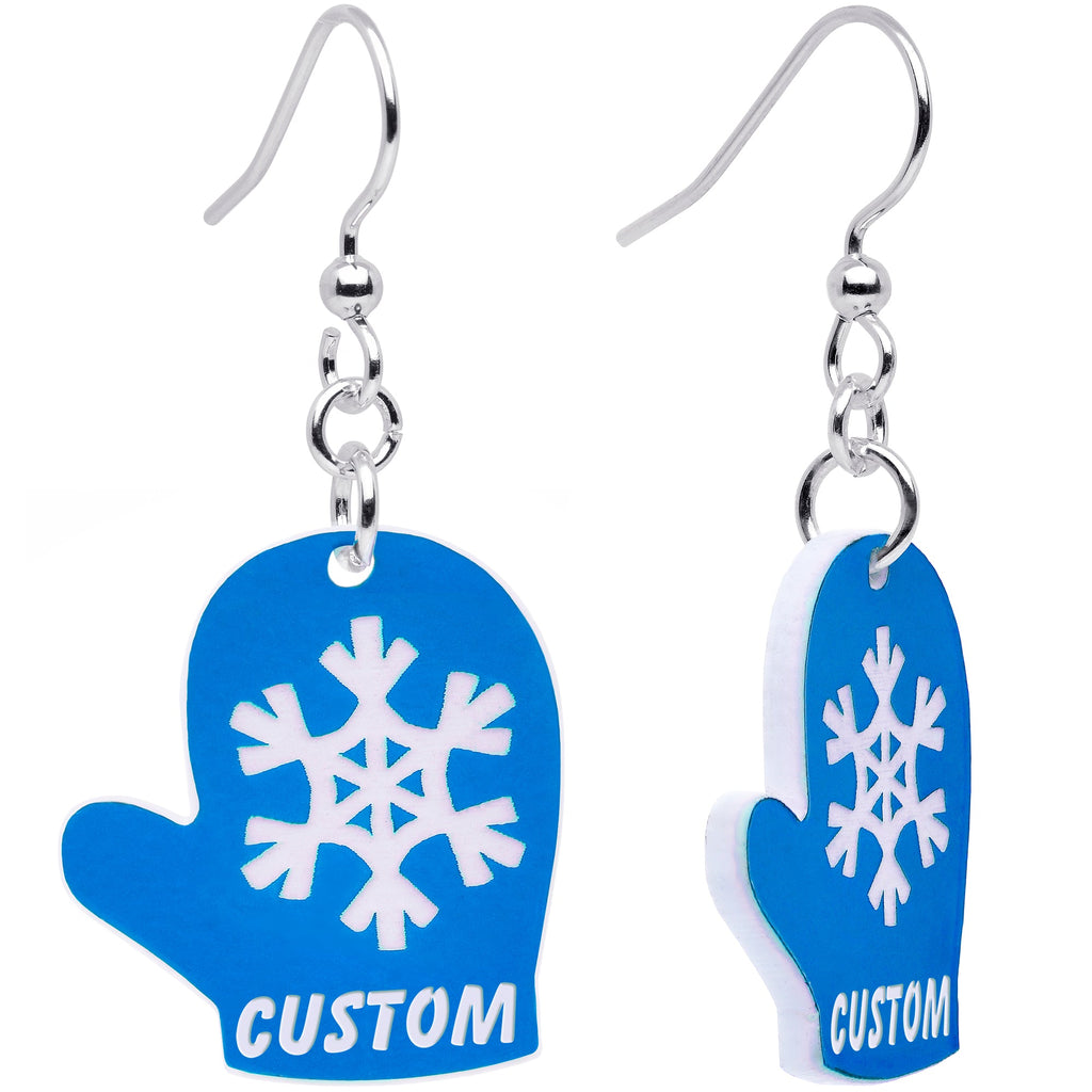 BodyCandy Custom Holiday Mittens Personalized Dangle Earrings — lifestyle context