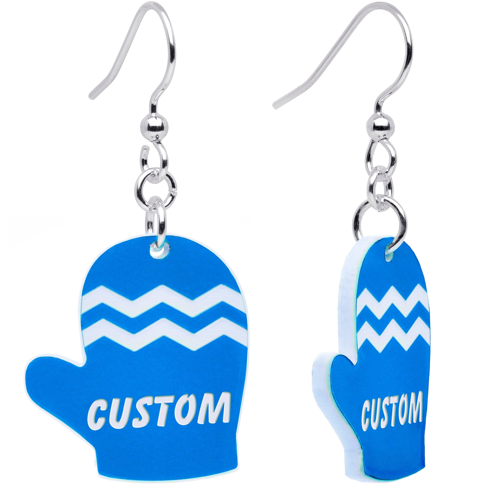 BodyCandy Custom Holiday Mittens Personalized Dangle Earrings — side view