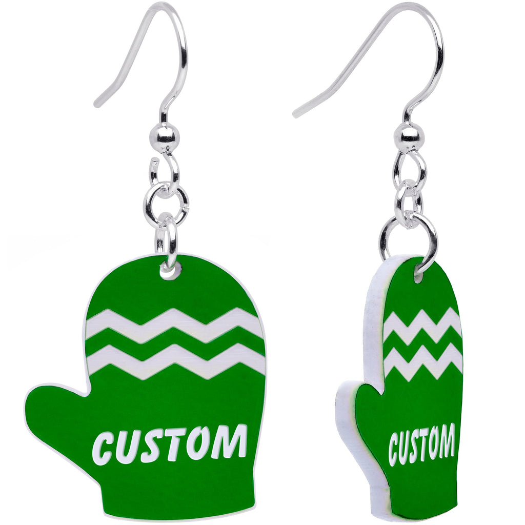 BodyCandy Custom Holiday Mittens Personalized Dangle Earrings — size reference