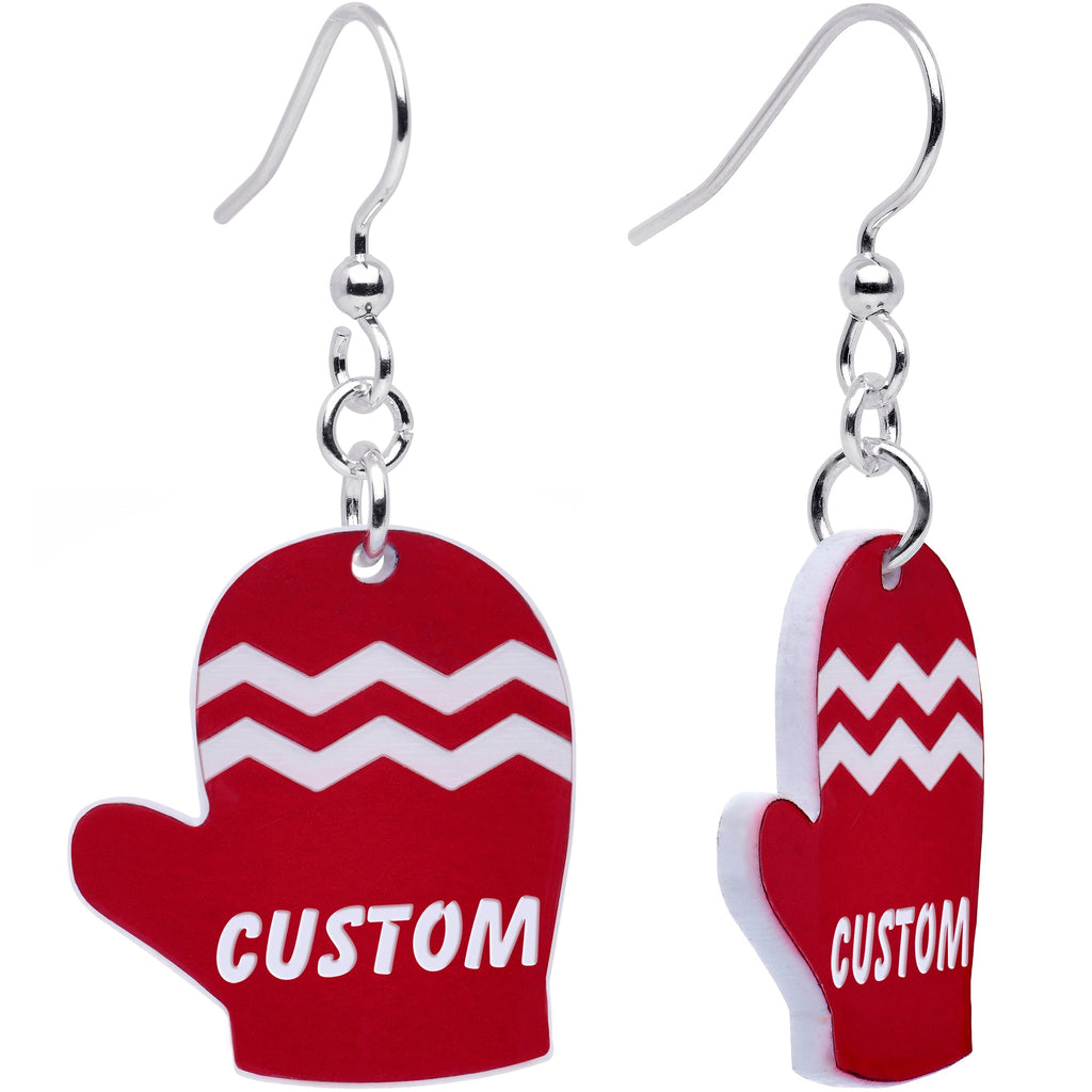 BodyCandy Custom Holiday Mittens Personalized Dangle Earrings — alternative angle