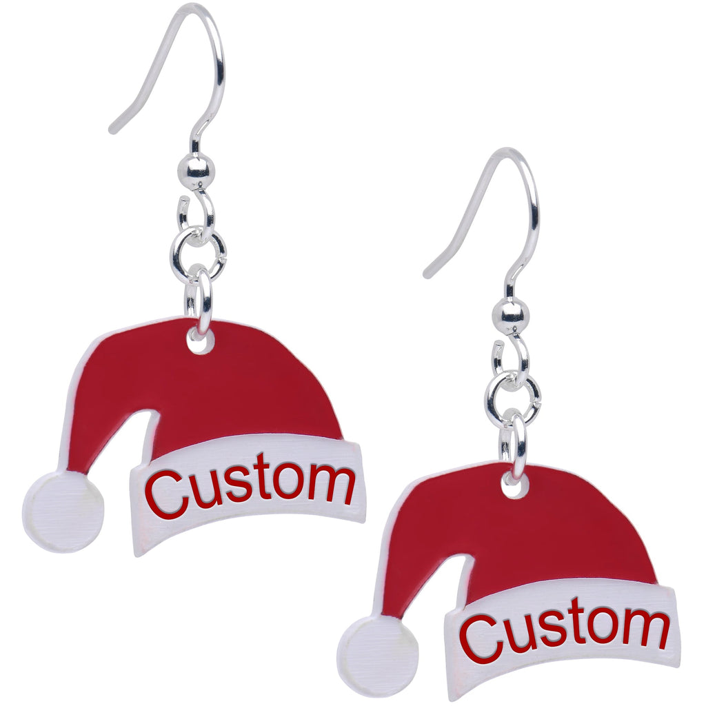 BodyCandy Custom Santa Hat Personalized Fishhook Dangle Earrings — main product shot