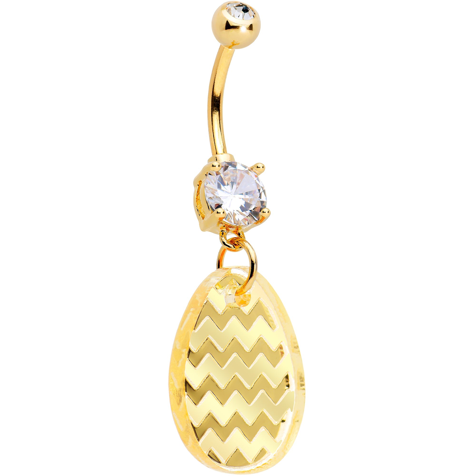 BodyCandy Clear Gem Yellow Golden Easter Decorated Egg Dangle Belly Ring — main product shot