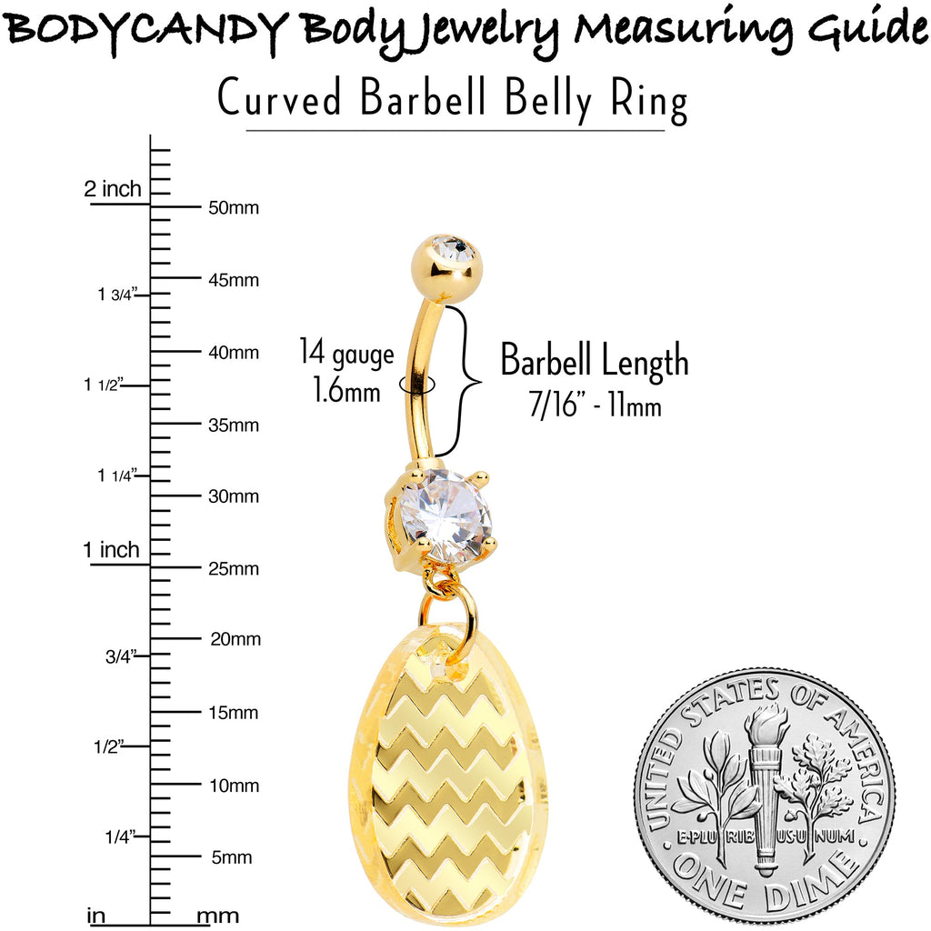 BodyCandy Clear Gem Yellow Golden Easter Decorated Egg Dangle Belly Ring — size reference