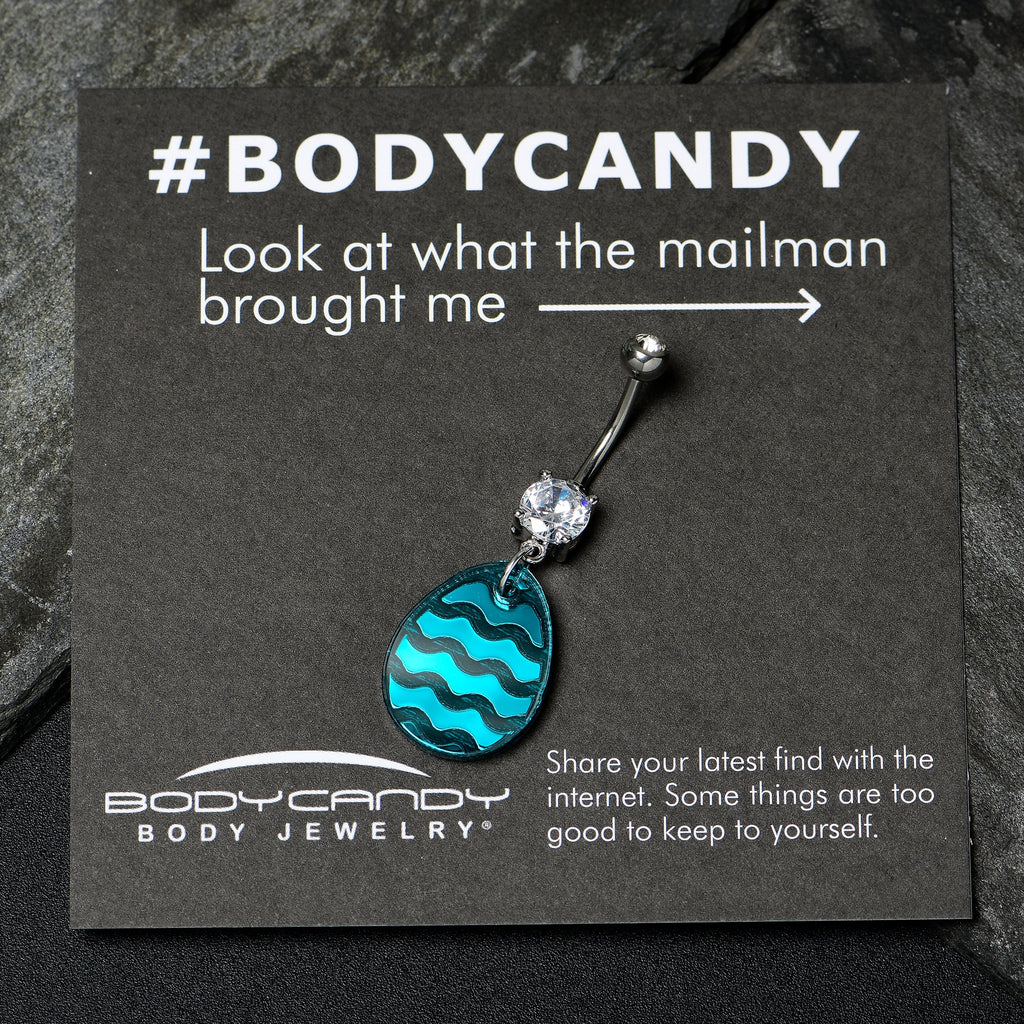 BodyCandy Clear Gem Festive Easter Decorated Egg Dangle Belly Ring — lifestyle context