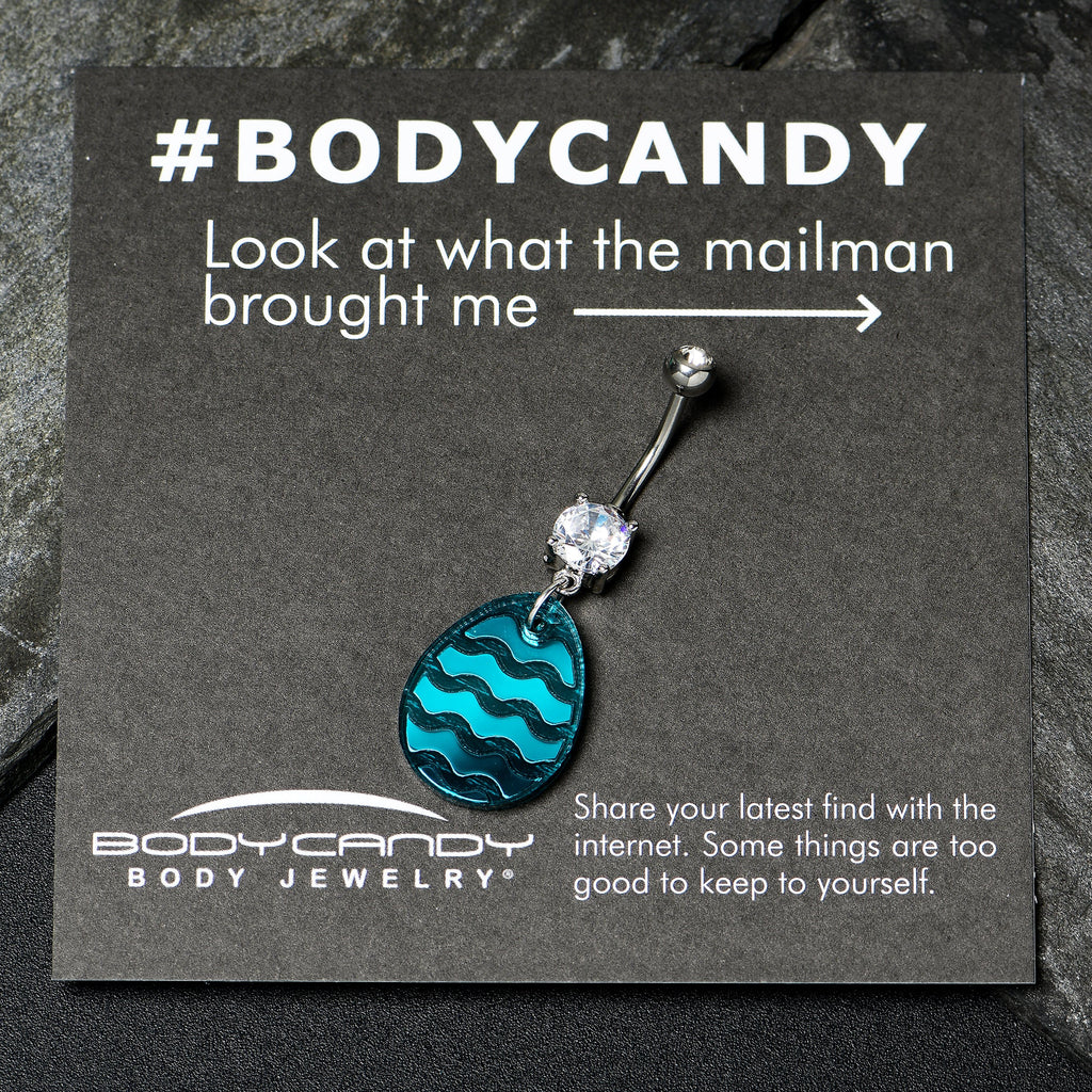 BodyCandy Clear Gem Festive Easter Decorated Egg Dangle Belly Ring — alternative angle