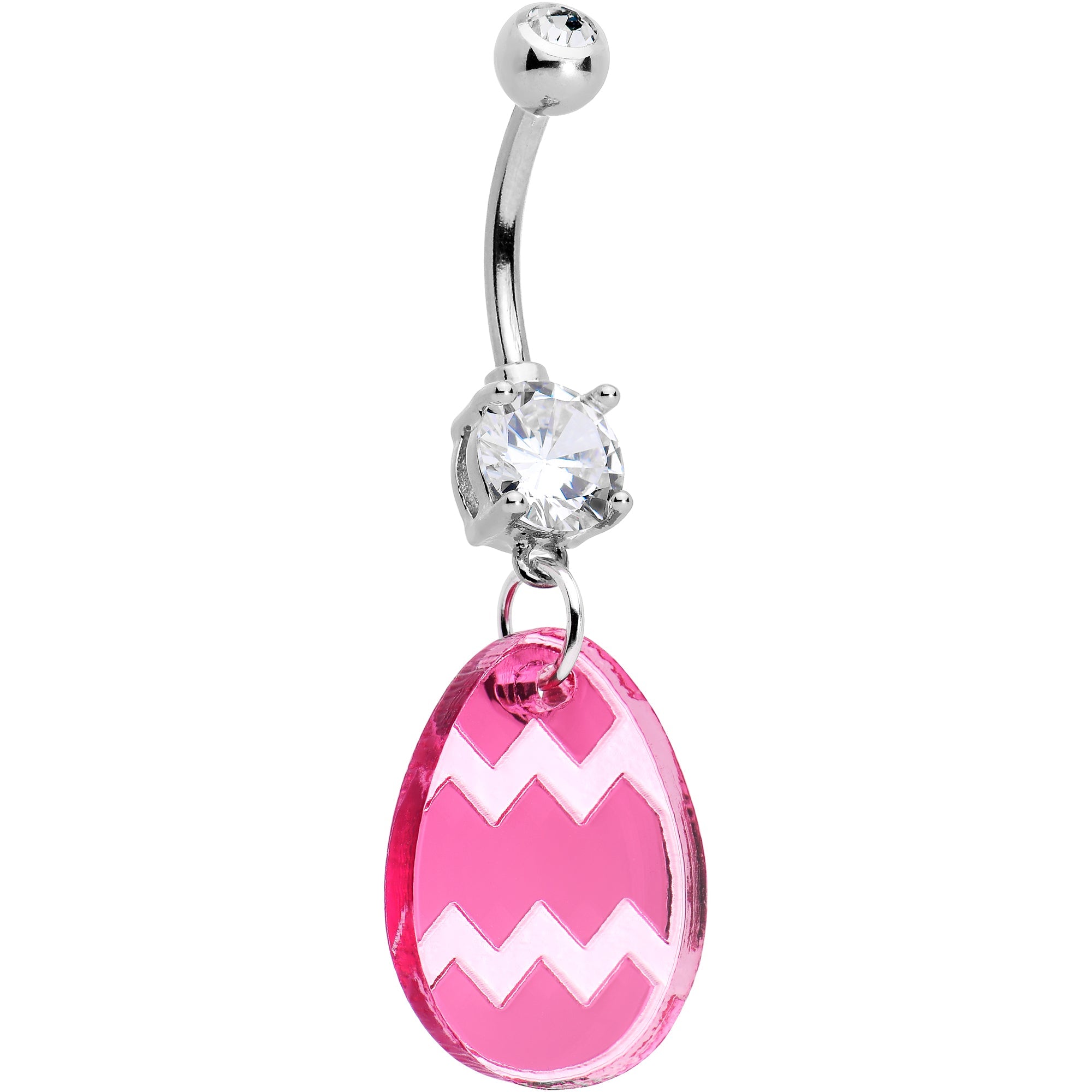BodyCandy Clear Gem Pink Easter Decorated Egg Dangle Belly Ring — main product shot