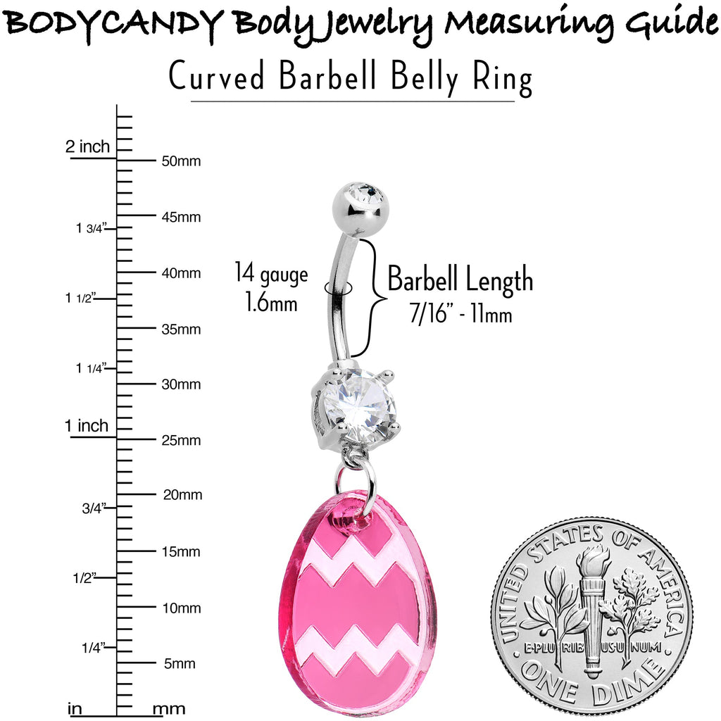 BodyCandy Clear Gem Pink Easter Decorated Egg Dangle Belly Ring — size reference