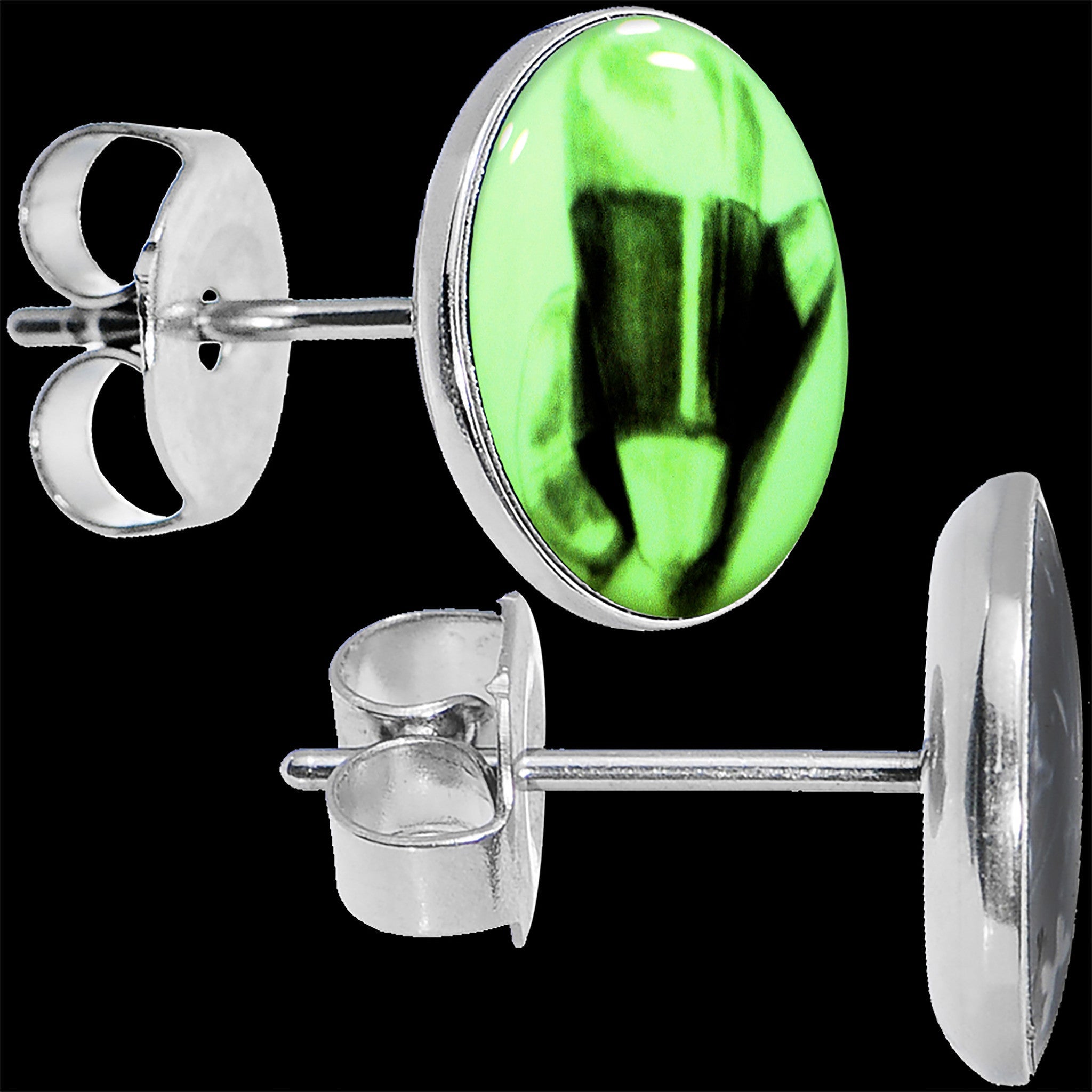 BodyCandy Classic Candy Corn Glow in the Dark Stud Earrings — detail close-up