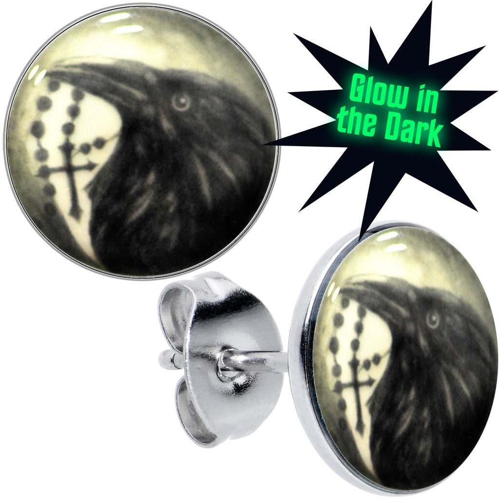 BodyCandy Raven and Cross Glow in the Dark Stud Earrings — main product shot