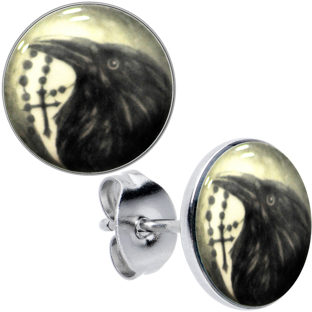 BodyCandy Raven and Cross Glow in the Dark Stud Earrings — alternative angle