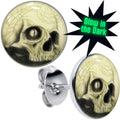 BodyCandy Webbed Skull Glow in the Dark Stud Earrings — main product shot