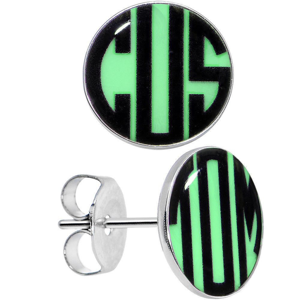 BodyCandy Glow in the Dark Custom Initial Personalized Logo Stud Earrings — main product shot