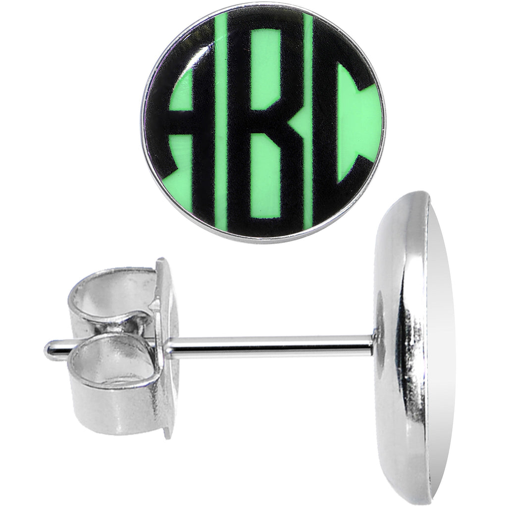 BodyCandy Glow in the Dark Custom Initial Personalized Logo Stud Earrings — lifestyle context
