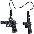 BodyCandy Black Glitter Gun Fishhook Dangle Earrings — main product shot