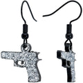 BodyCandy Silver Glitter Gun Fishhook Dangle Earrings — main product shot